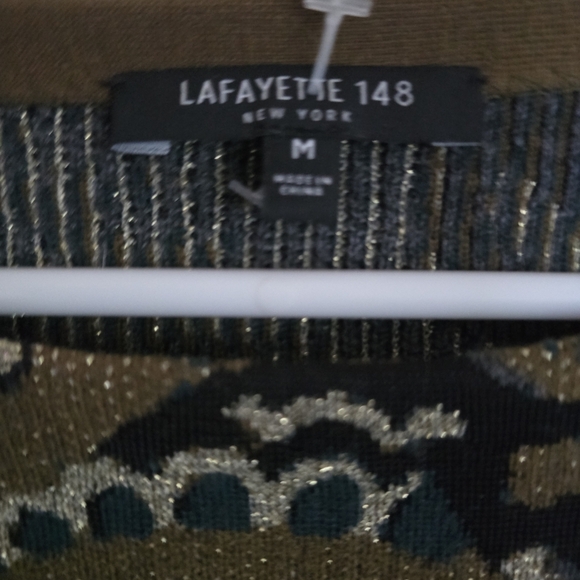 Lafayette 148 NY Bateau Neck Merino Paisley Jacquard Sweater Medium - Picture 3 of 8